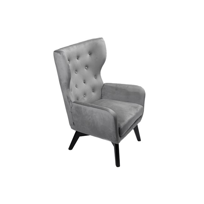 Кресло для отдыха Dunkel SK, серое, бархатное, H95x69x73.5см, высота сиденья 41см
