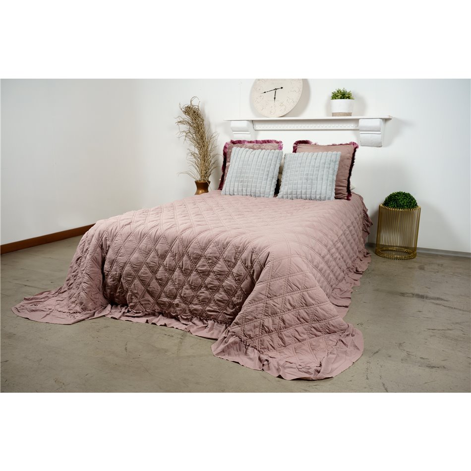 Bed cover Jurate, mauve, velvet, 220x240cm