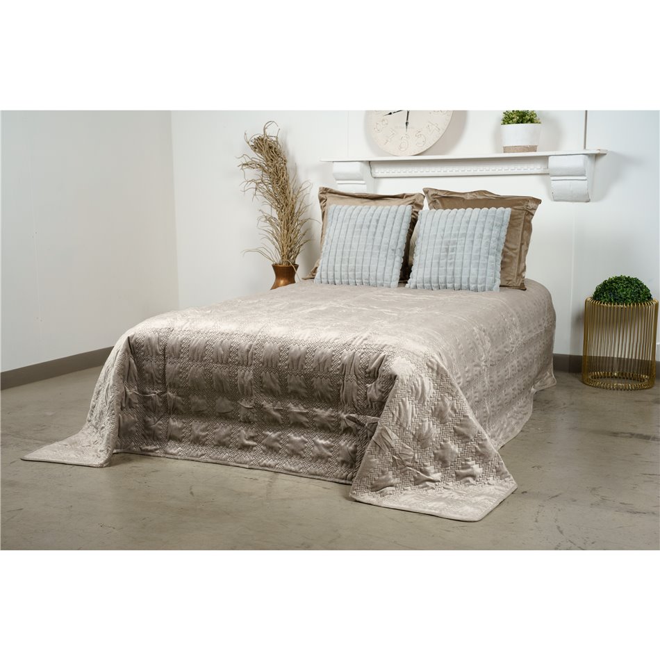 Bed cover Juta, taupe, velvet, 1220x240cm