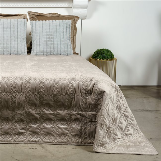 Bed cover Juta, taupe, velvet, 1220x240cm
