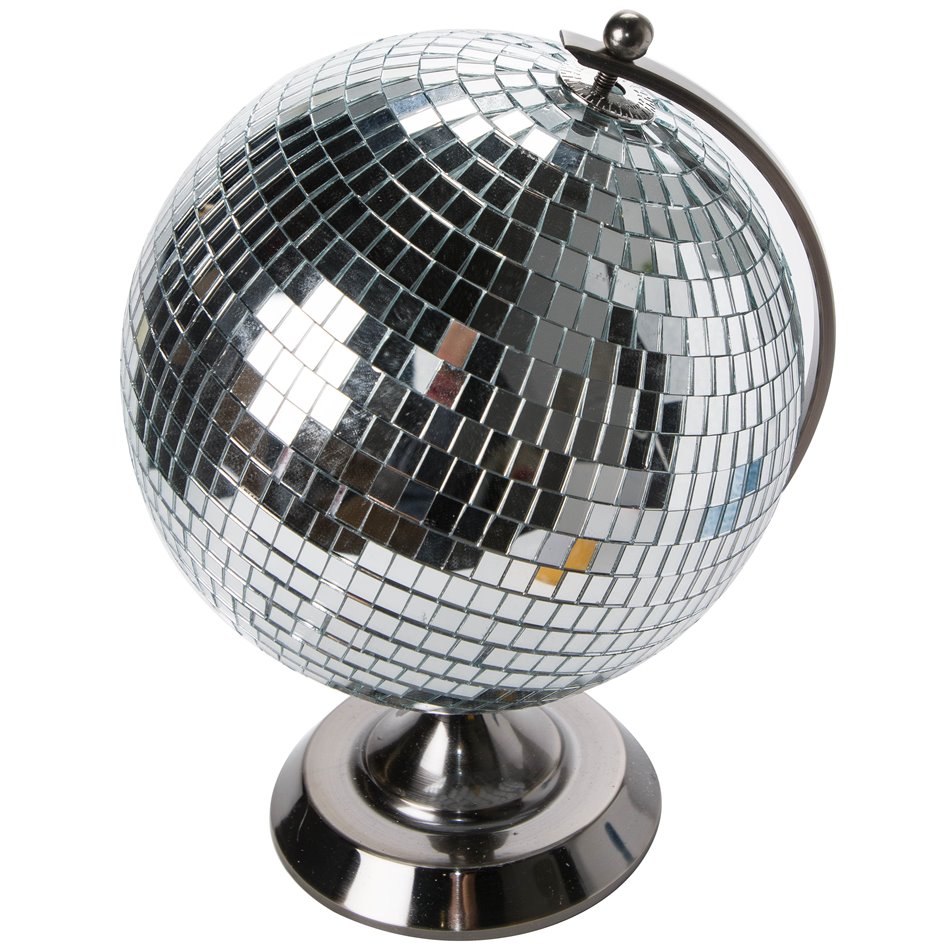 Decor Globe disco, silver,glass/iron/pvc,  D20cm