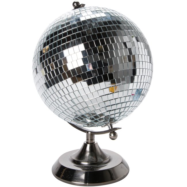 Decor Globe disco, silver,glass/iron/pvc,  D20cm