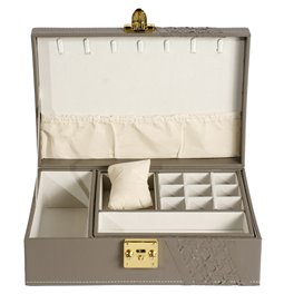 Jewellery box Hannja laser, beige PU, H9x27x18cm