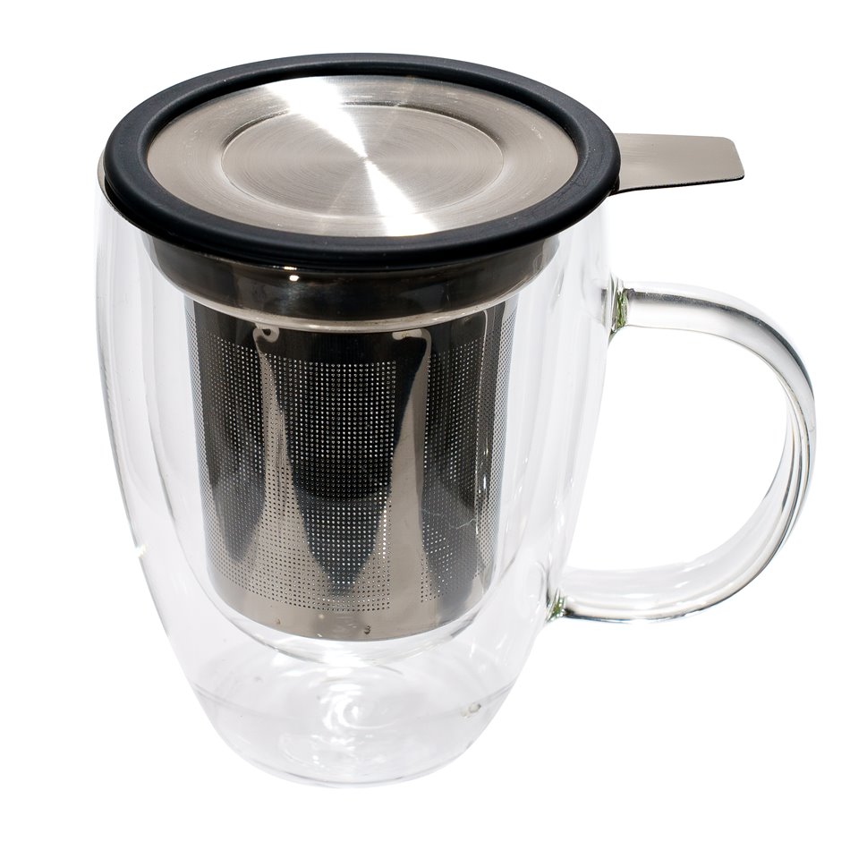 Mug Paroi with infuser, glass, 13.3x11.5x9.3cm