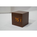 Alarm clock Kubo, brown, 6.3x6.3x6.3cm