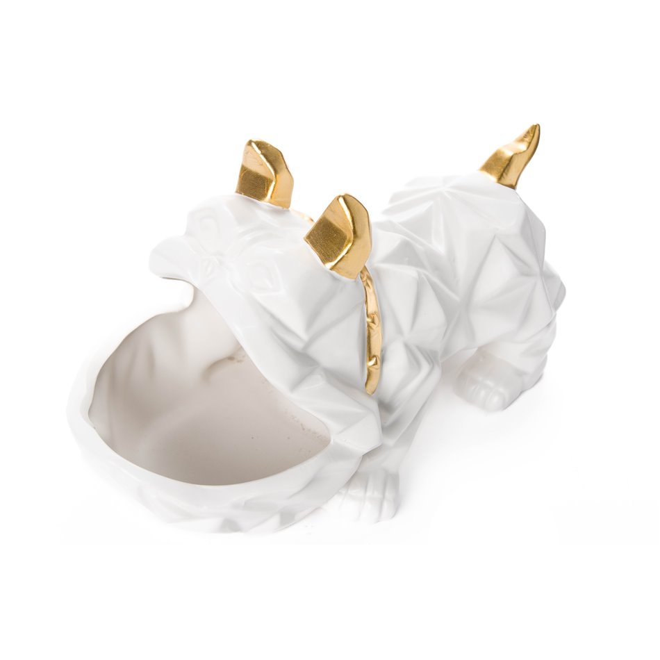 Decorative trinket tray, ceramic, white color