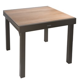 Table Lapiazza ex, houte, aluminium, 90x90xH75.5cm