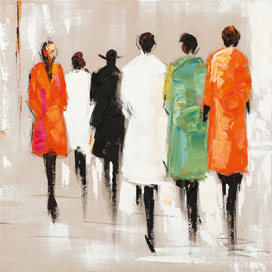 Acrilic painting Fashion walk I, 70x70cm