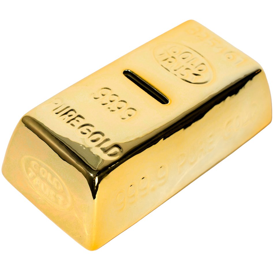 Money box Gold bar, ceramic, 5x9x6cm