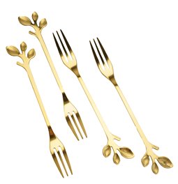Dessert fork x4, golden, 1.3x12.3x2.3cm