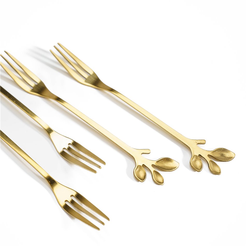 Dessert fork x4, golden, 1.3x12.3x2.3cm