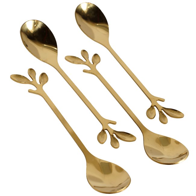 Dessert spoons set 4, golden, 1.3x12.3x2.3cm