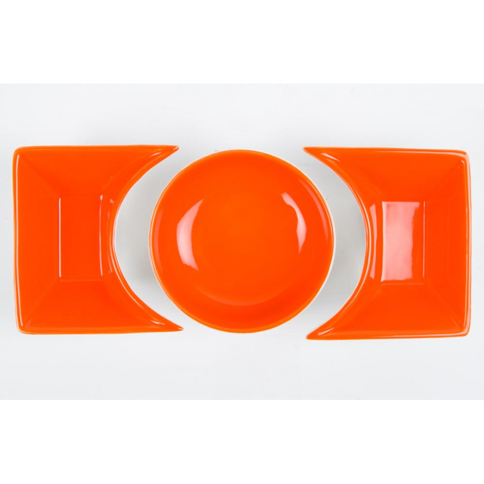 Набор для соуса, 3 части, оранжевый, D10cm, 10x10cm x2