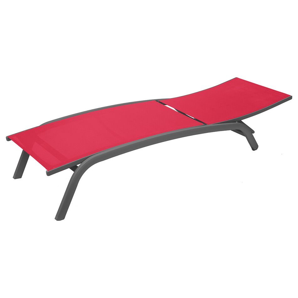 Sun lounger Labonao, pomegranate color, aluminium/textilene, H84,5x64x171cm
