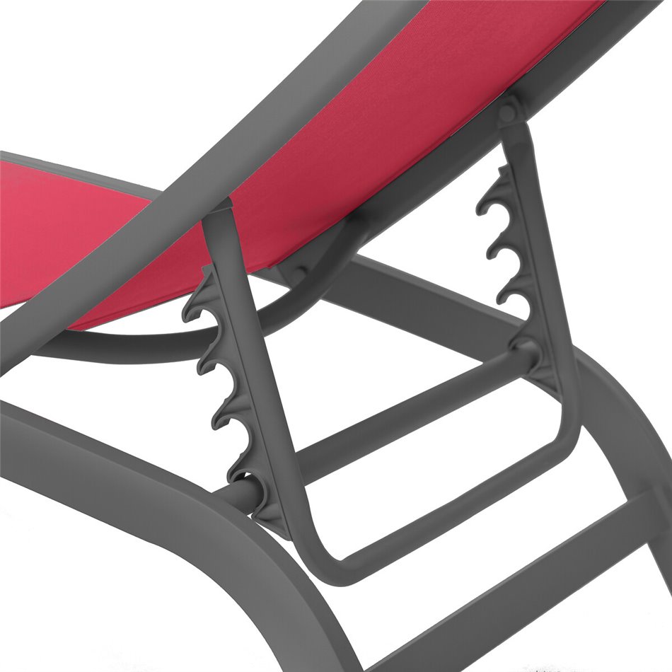 Sun lounger Labonao, pomegranate color, aluminium/textilene, H84,5x64x171cm