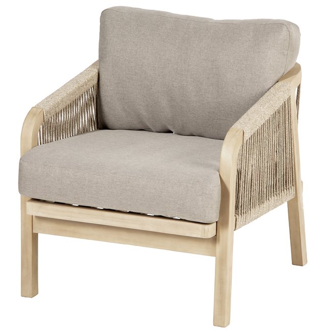 Armchair Lapapua, beige color, acacia, H79.5x68.5x69cm