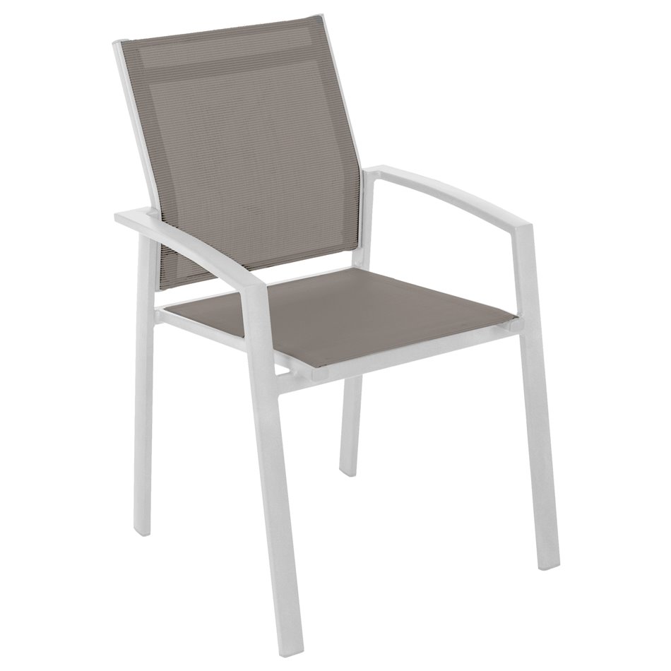 Chair Laaxiom, hazelnut/white color, aluminium/textilene, H89x60x57cm