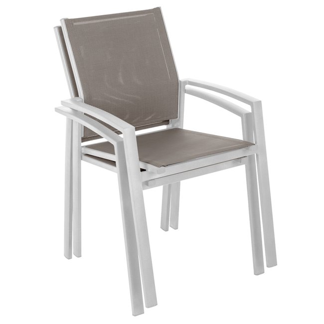 Chair Laaxiom, hazelnut/white color, aluminium/textilene, H89x60x57cm