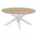 Table Laoriengo 4-seater, beige/white color, round, aluminium/acacia, H75,5, D111,5xcm