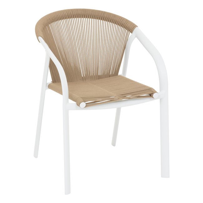 Garden chair Lariu honey/white color, aluminium/polyester, H80x61.5x56.6cm