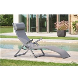 Sun lounger Ladecima, folding, slate grey color, H90x64x142cm