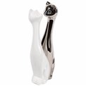 Deco figurine Cat Flores, ceramics, silvery, 30x12x9cm