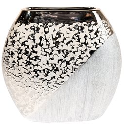 Vase Grace, ceramic, silvery, H25x26.7x7.5cm
