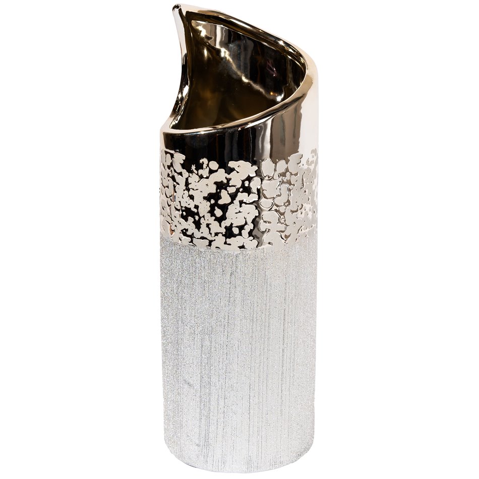 Vase Turin, ceramic, silvery, H20  D16cm