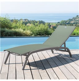 Sun lounger Labonao, olive/graphite color, aluminium/textilene, H84,5x64x171cm