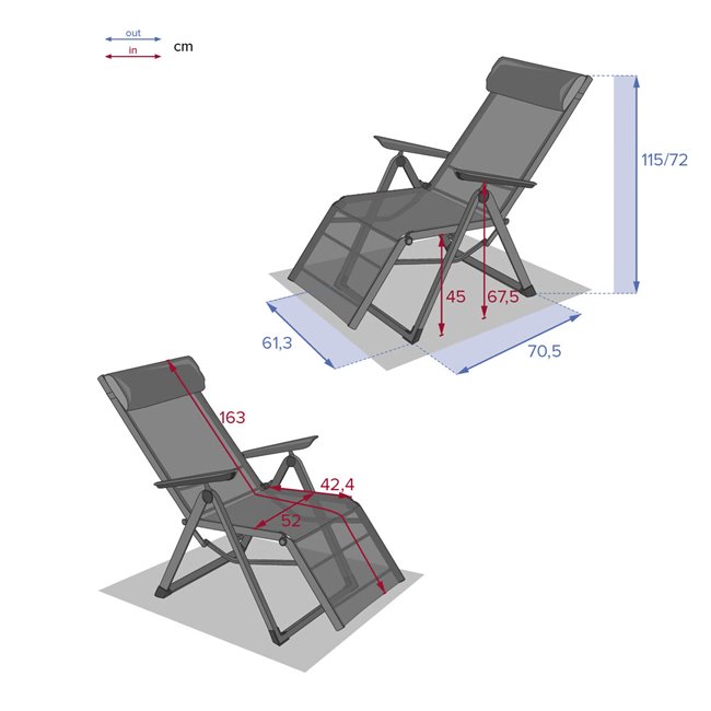Armchair/recliner Ladecima, graphite/anthracite color, H116x75.3x65cm
