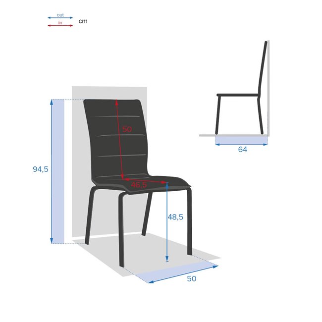 Chair Ladiese, pearl white/grey color, H94x68x50cm