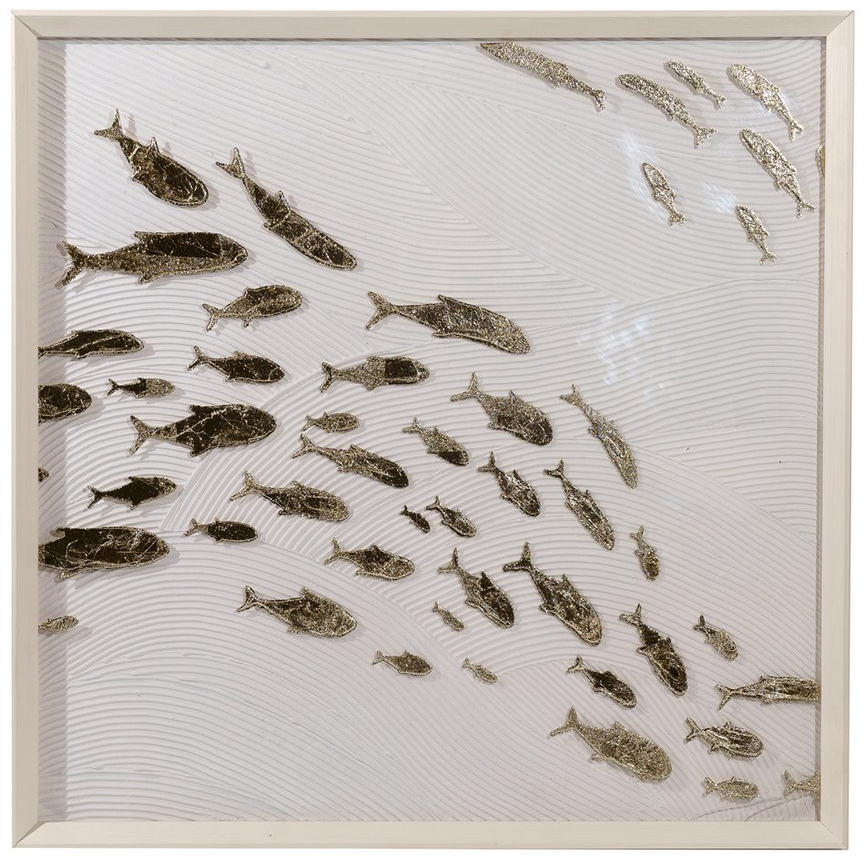 Canvas wall art Shoal of Fish, H100x100x6cm
