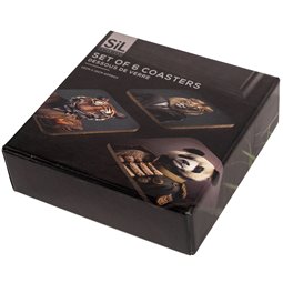 Coaster x6 Jungle Animal Head, 10x10cm