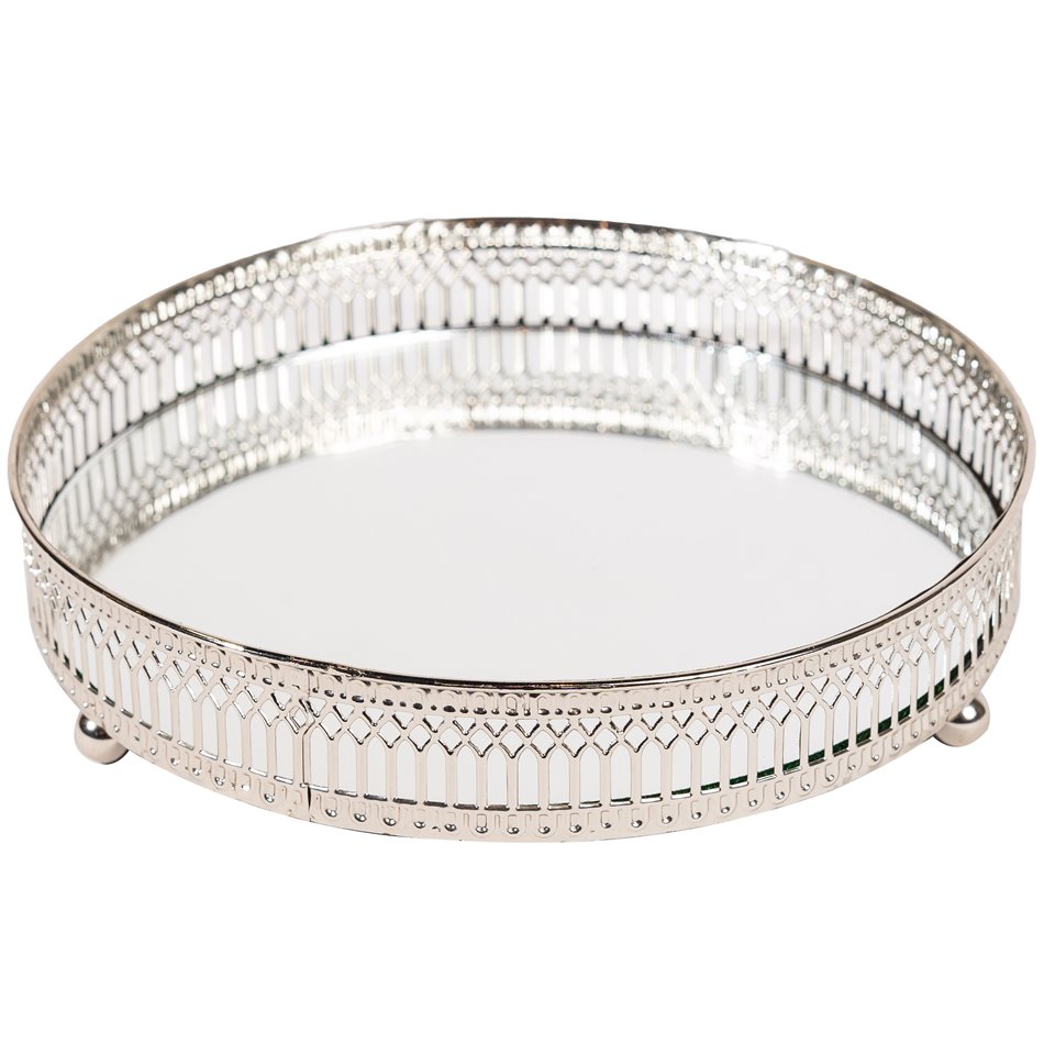 Candle plate with mirror, H4.5 D20cm