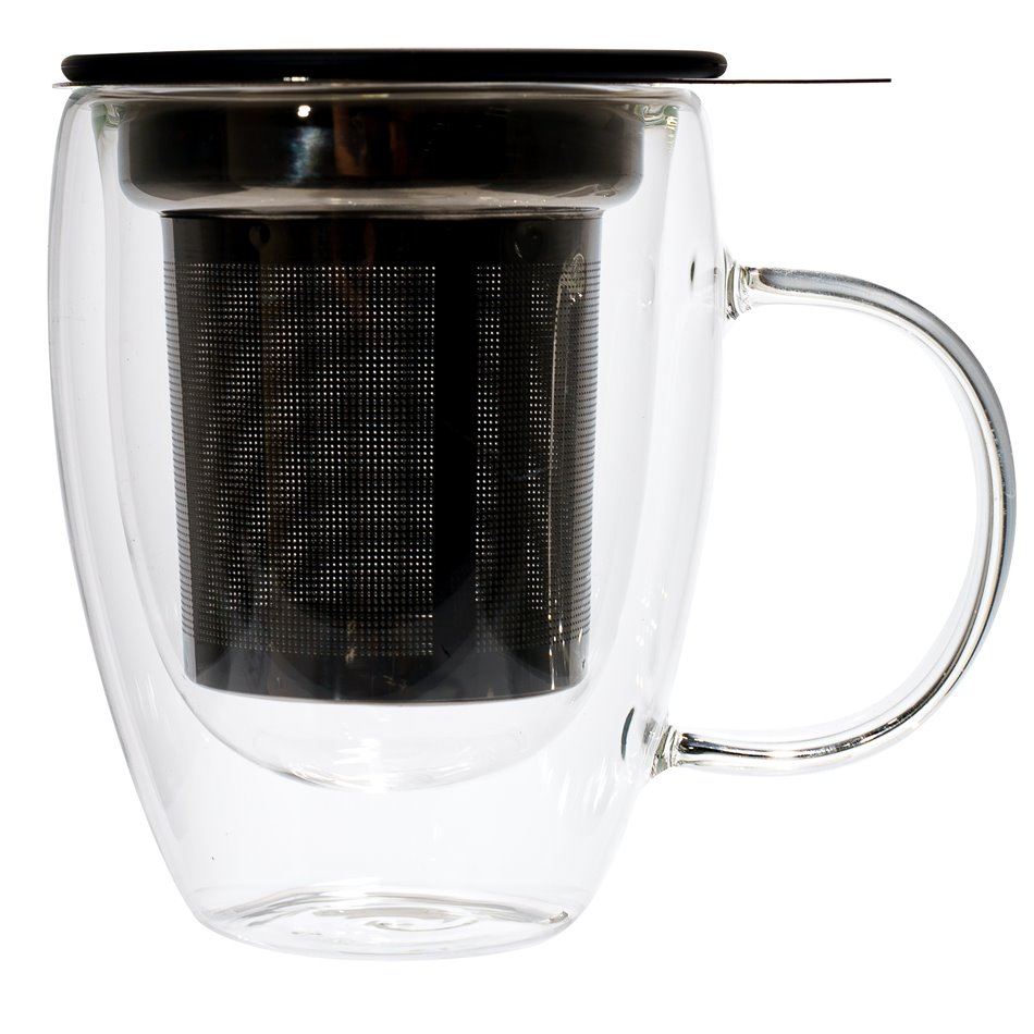 Mug Paroi with infuser, glass, 13.3x11.5x9.3cm, 300ml