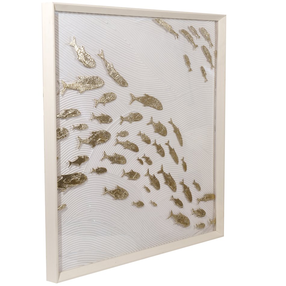 Canvas wall art Shoal of Fish, H100x100x6cm