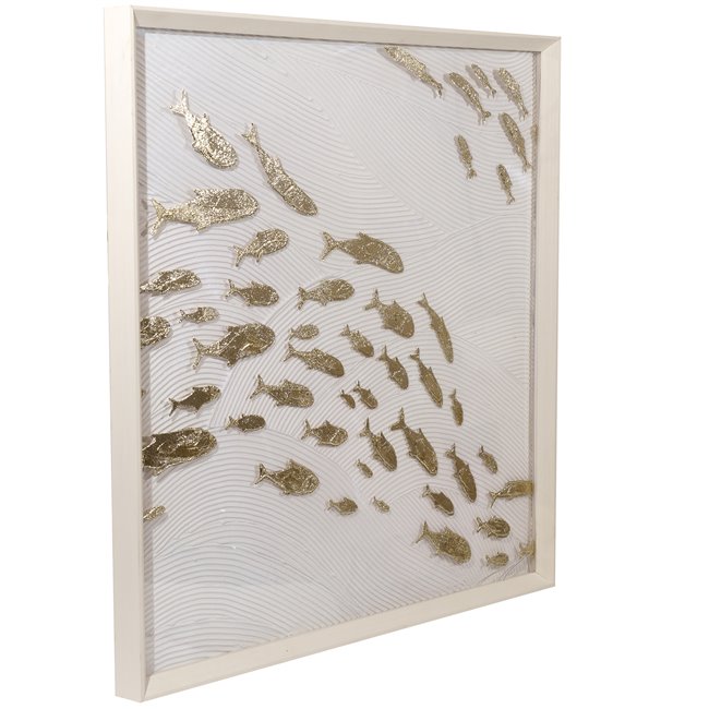 Canvas wall art Shoal of Fish, H100x100x6cm