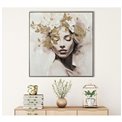Acrylic painting Gold flowered beauty, 82.5x82.5cm