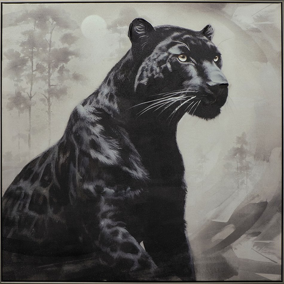 Acrylic painting  Black Panther, 102.5x102.5cm