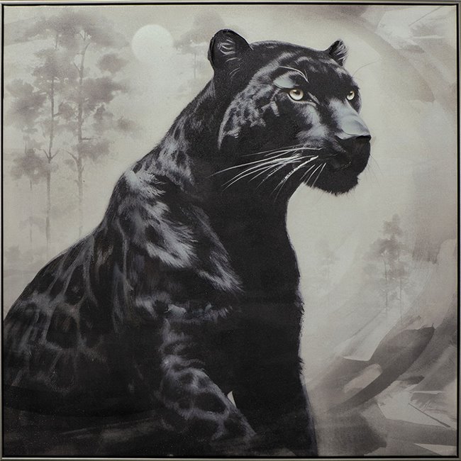 Acrylic painting  Black Panther, 102.5x102.5cm