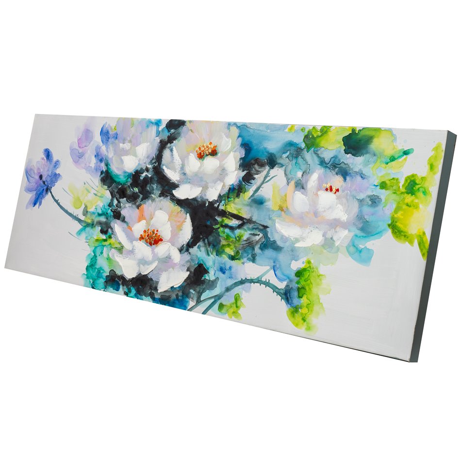 Canvas painting Poppies Bouquet, 50x150cm