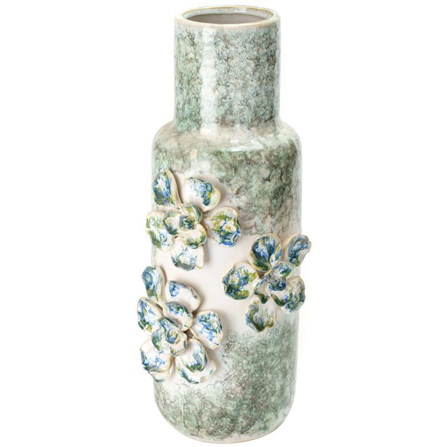 Vase Blue Flowers, stoneware, 39x16.5x14.5cm