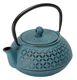 Teapot Flower, blue, cast iron, 1 L, H18x15.5x10cm