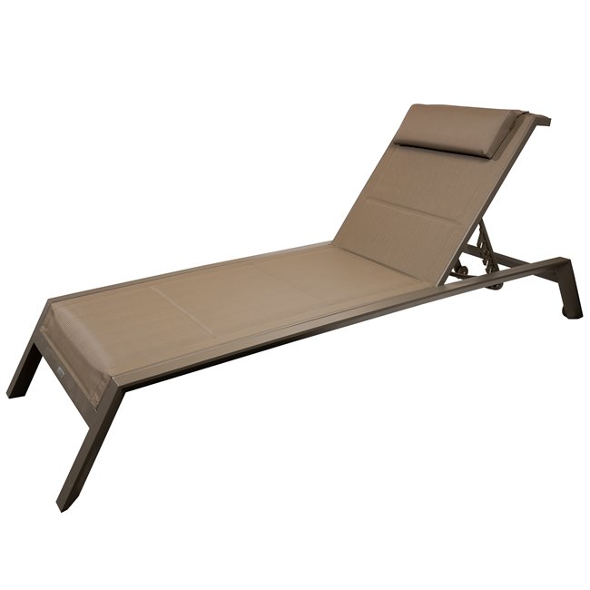 Sun lounger Lallure, praline color, aluminium/textilene, H75x232x96cm