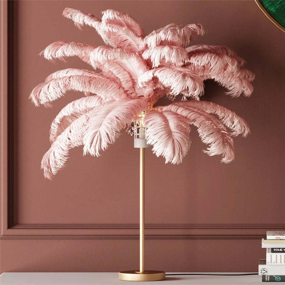 Настольная лампа Feather Palm, розовая, H60см, E27 35W(MAX)