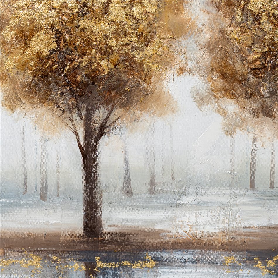 Acrylic painting Golden Trees, 122.5x92.5cm