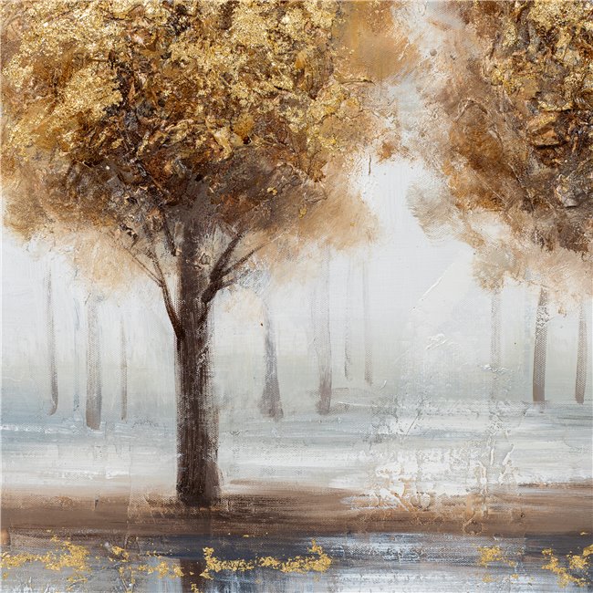 Acrylic painting Golden Trees, 122.5x92.5cm