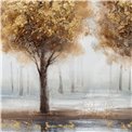 Acrylic painting Golden Trees, 122.5x92.5cm