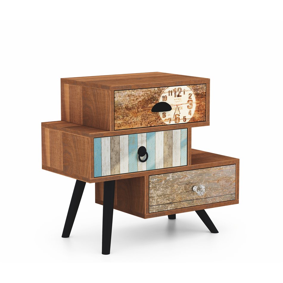 Bedside table Hezo, MDF/steel, H53x59x29cm