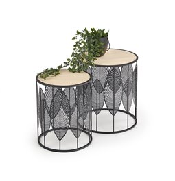 Side table set Holla Black, 2 pcs, MDF/steel, D40cm, H45cm / D33cm, H40cm